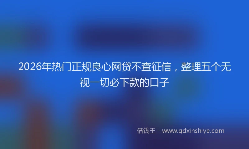 2026年热门正规良心网贷不查征信，整理五个无视一切必下款的口子