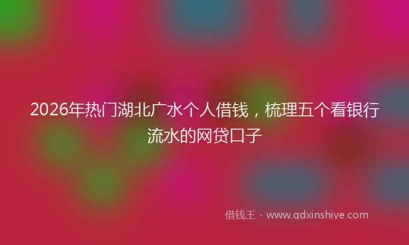 2026年热门湖北广水个人借钱，梳理五个看银行流水的网贷口子