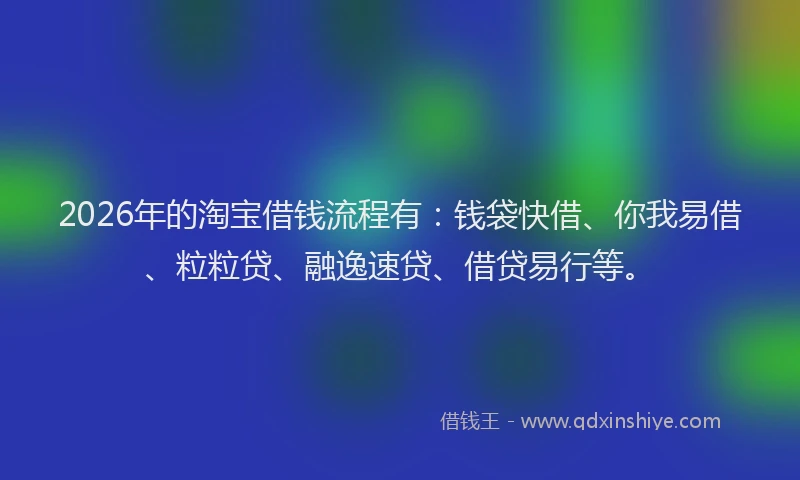 2026年的淘宝借钱流程有：钱袋快借、你我易借、粒粒贷、融逸速贷、借贷易行等。