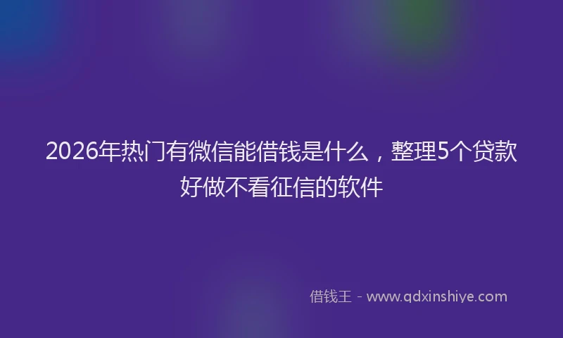 2026年热门有微信能借钱是什么，整理5个贷款好做不看征信的软件