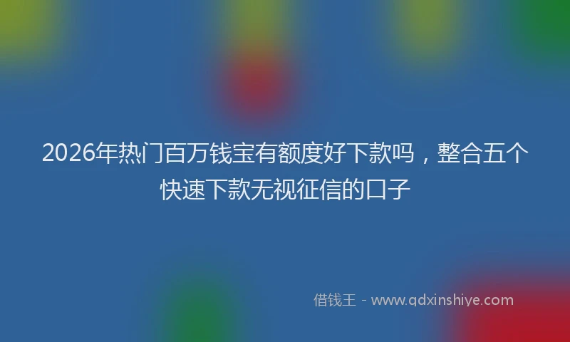 2026年热门百万钱宝有额度好下款吗，整合五个快速下款无视征信的口子