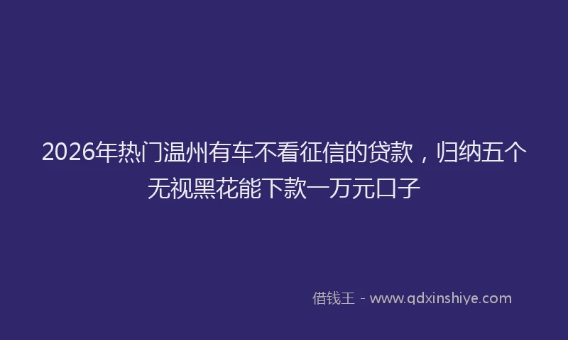 2026年热门温州有车不看征信的贷款，归纳五个无视黑花能下款一万元口子