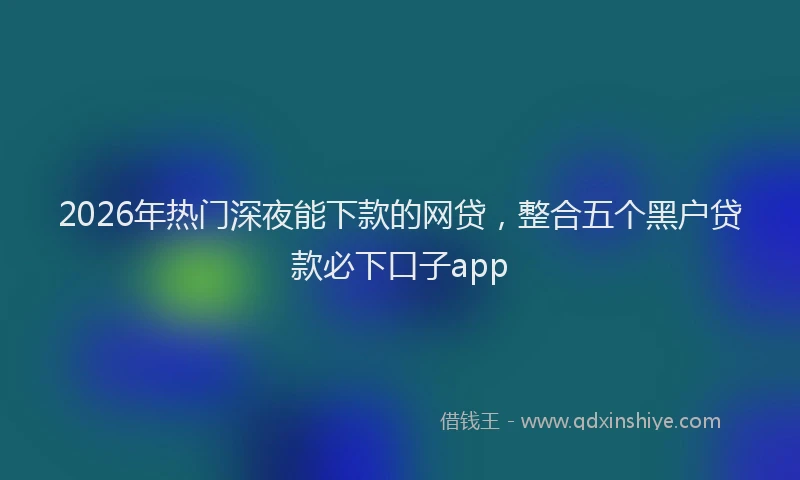2026年热门深夜能下款的网贷，整合五个黑户贷款必下口子app