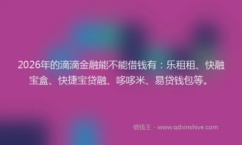 2026年的滴滴金融能不能借钱有：乐租租、快融宝盒、快捷宝贷融、哆哆米、易贷钱包等。