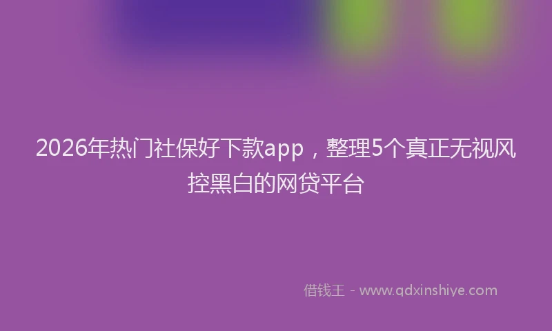 2026年热门社保好下款app，整理5个真正无视风控黑白的网贷平台