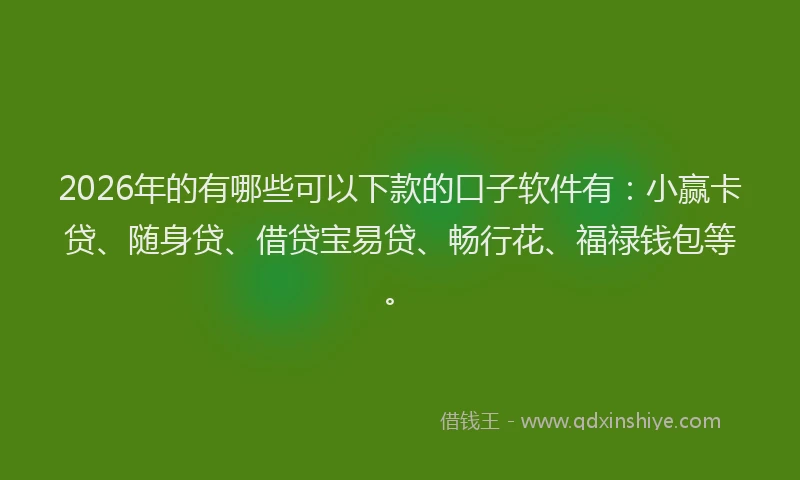 2026年的有哪些可以下款的口子软件有：小赢卡贷、随身贷、借贷宝易贷、畅行花、福禄钱包等。
