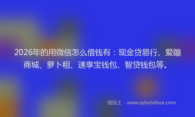 2026年的用微信怎么借钱有：现金贷易行、爱蹦商城、萝卜租、速享宝钱包、智贷钱包等。