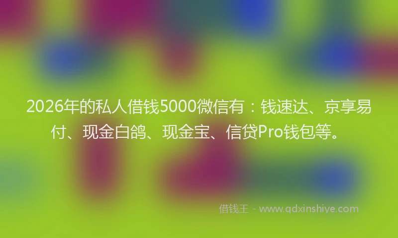 2026年的私人借钱5000微信有：钱速达、京享易付、现金白鸽、现金宝、信贷Pro钱包等。
