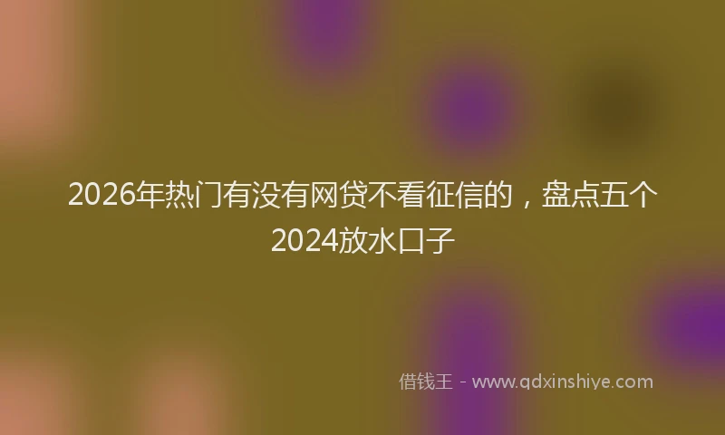 2026年热门有没有网贷不看征信的，盘点五个2024放水口子