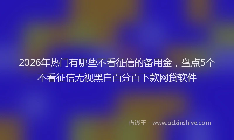 2026年热门有哪些不看征信的备用金，盘点5个不看征信无视黑白百分百下款网贷软件