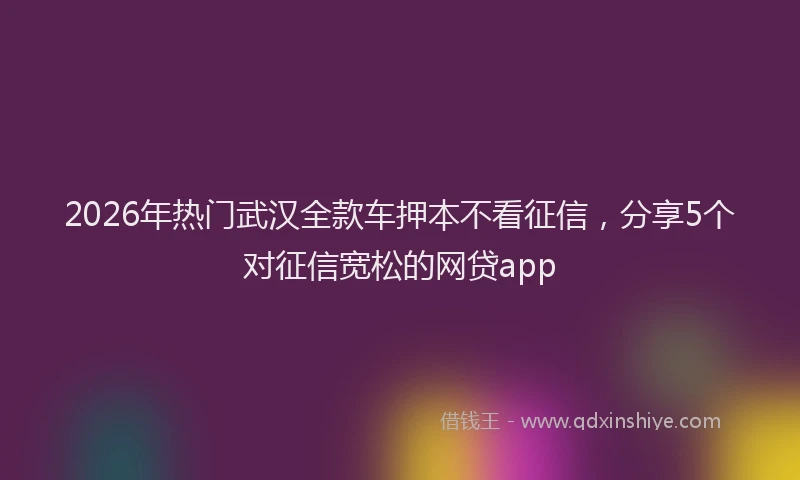2026年热门武汉全款车押本不看征信,分享5个对征信宽松的网贷app
