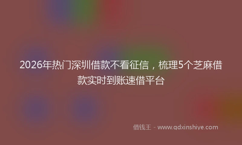 2026年热门深圳借款不看征信,梳理5个芝麻借款实时到账速借平台