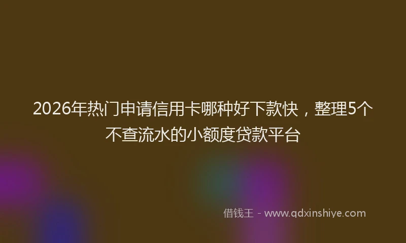 2026年热门申请信用卡哪种好下款快，整理5个不查流水的小额度贷款平台