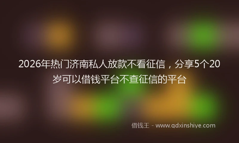 2026年热门济南私人放款不看征信，分享5个20岁可以借钱平台不查征信的平台