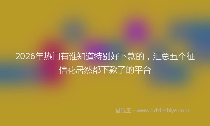 2026年热门有谁知道特别好下款的，汇总五个征信花居然都下款了的平台