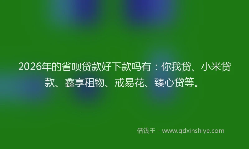 2026年的省呗贷款好下款吗有：你我贷、小米贷款、鑫享租物、戒易花、臻心贷等。