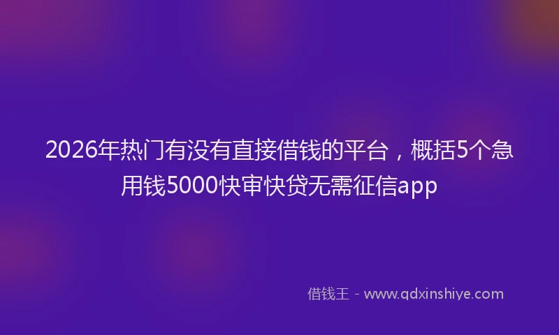 2026年热门有没有直接借钱的平台，概括5个急用钱5000快审快贷无需征信app