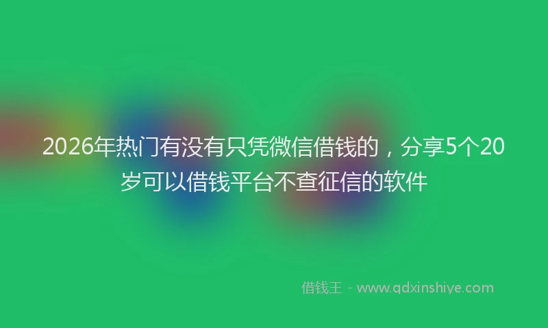 2026年热门有没有只凭微信借钱的,分享5个20岁可以借钱平台不查征信的软件