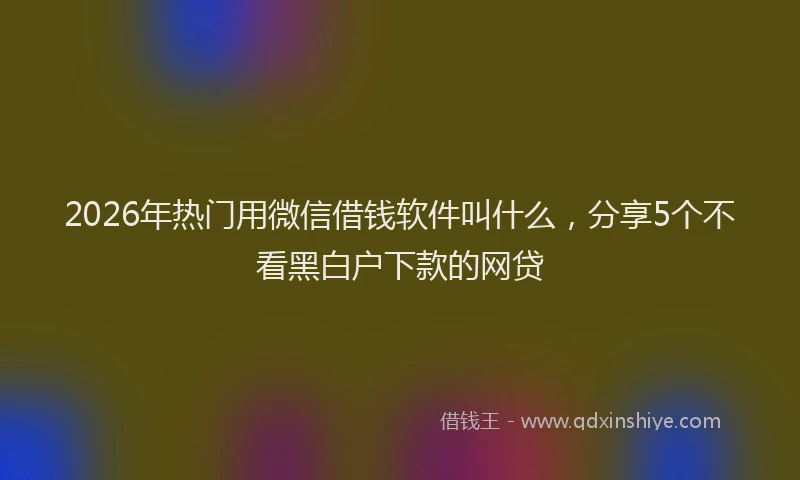 2026年热门用微信借钱软件叫什么，分享5个不看黑白户下款的网贷