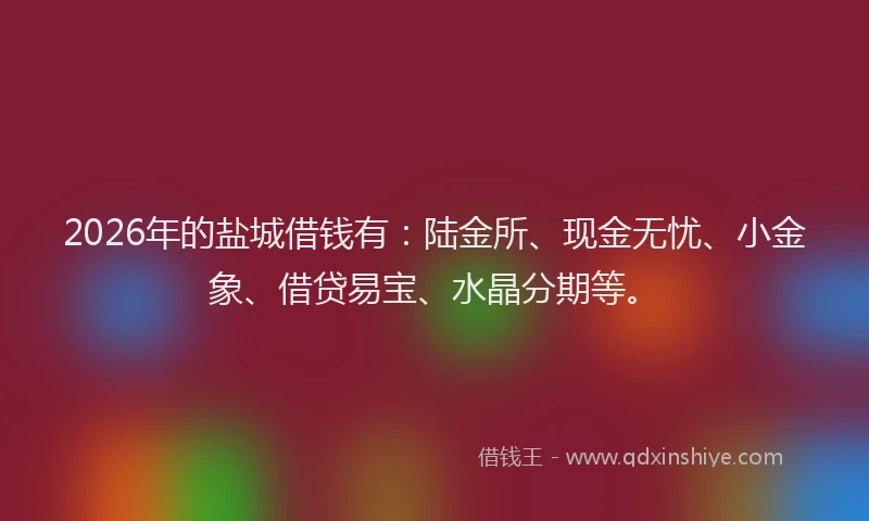 2026年的盐城借钱有：陆金所、现金无忧、小金象、借贷易宝、水晶分期等。