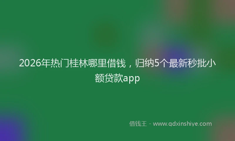 2026年热门桂林哪里借钱，归纳5个最新秒批小额贷款app