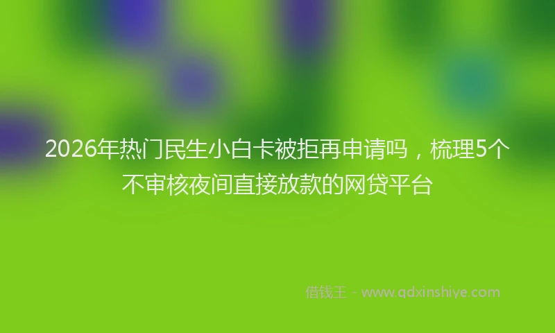 2026年热门民生小白卡被拒再申请吗，梳理5个不审核夜间直接放款的网贷平台
