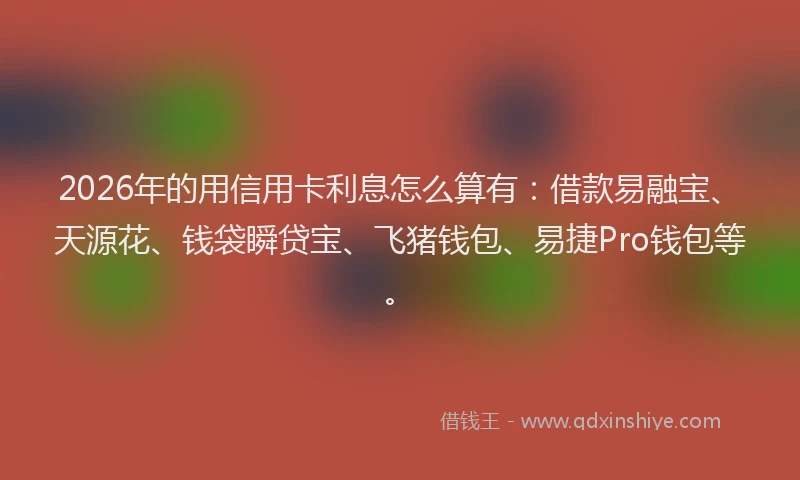 2026年的用信用卡利息怎么算有：借款易融宝、天源花、钱袋瞬贷宝、飞猪钱包、易捷Pro钱包等。