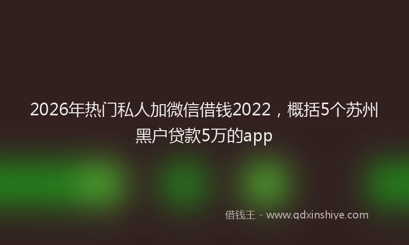 2026年热门私人加微信借钱2022，概括5个苏州黑户贷款5万的app
