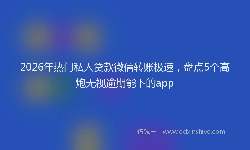 2026年热门私人贷款微信转账极速，盘点5个高炮无视逾期能下的app