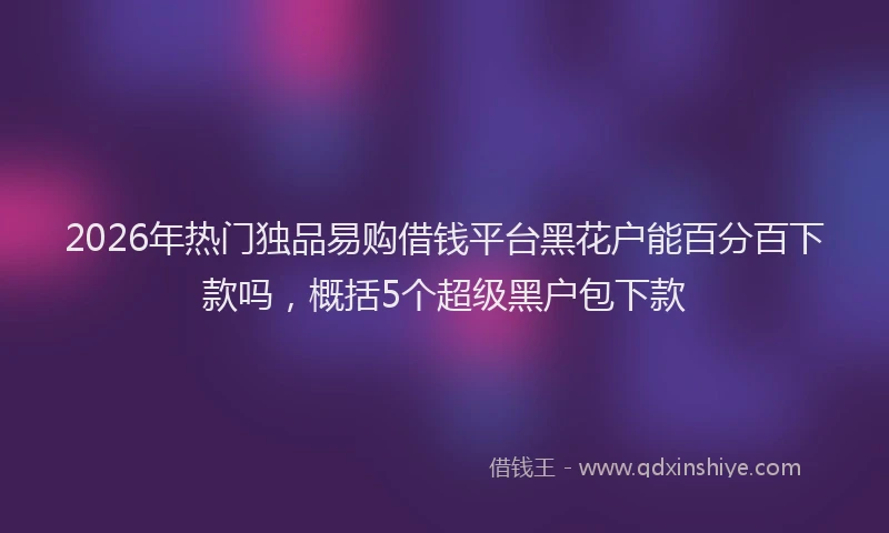 2026年热门独品易购借钱平台黑花户能百分百下款吗,概括5个超级黑户包下款