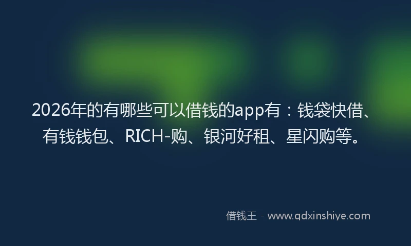 2026年的有哪些可以借钱的app有:钱袋快借、有钱钱包、RICH-购、银河好租、星闪购等。