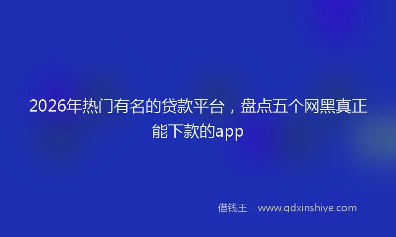 2026年热门有名的贷款平台,盘点五个网黑真正能下款的app