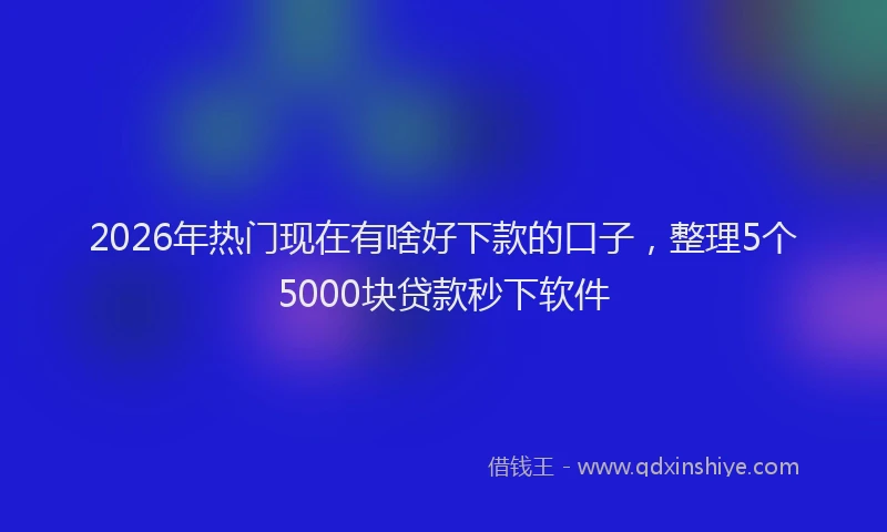 2026年热门现在有啥好下款的口子，整理5个5000块贷款秒下软件