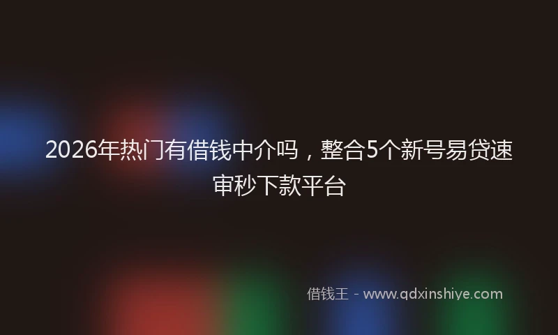 2026年热门有借钱中介吗，整合5个新号易贷速审秒下款平台