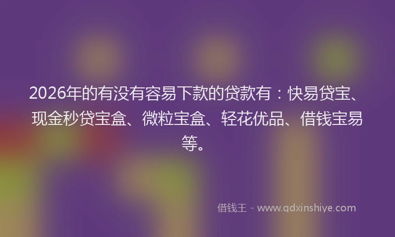 2026年的有没有容易下款的贷款有：快易贷宝、现金秒贷宝盒、微粒宝盒、轻花优品、借钱宝易等。