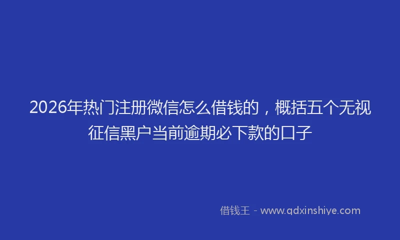 2026年热门注册微信怎么借钱的，概括五个无视征信黑户当前逾期必下款的口子