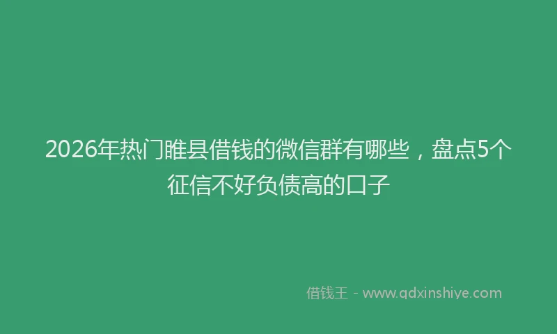 2026年热门睢县借钱的微信群有哪些，盘点5个征信不好负债高的口子