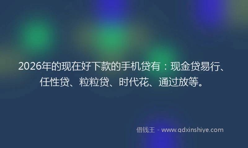 2026年的现在好下款的手机贷有:现金贷易行、任性贷、粒粒贷、时代花、通过放等。