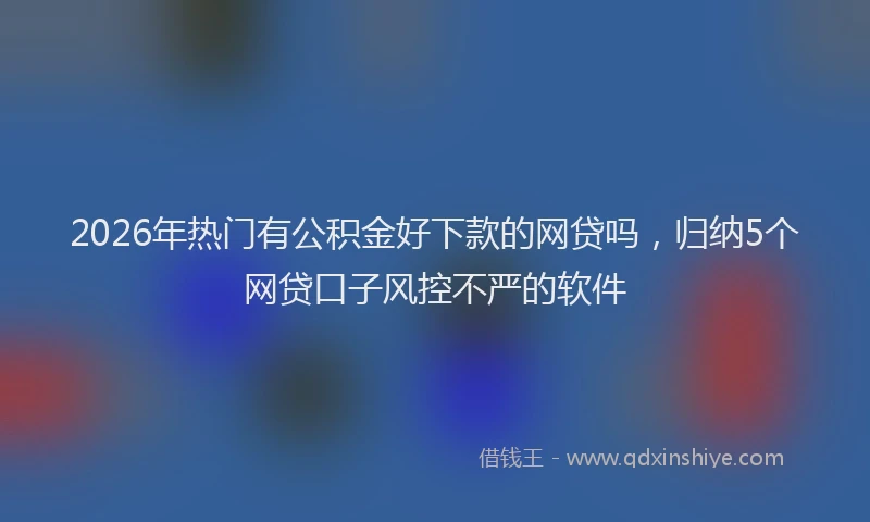 2026年热门有公积金好下款的网贷吗，归纳5个网贷口子风控不严的软件