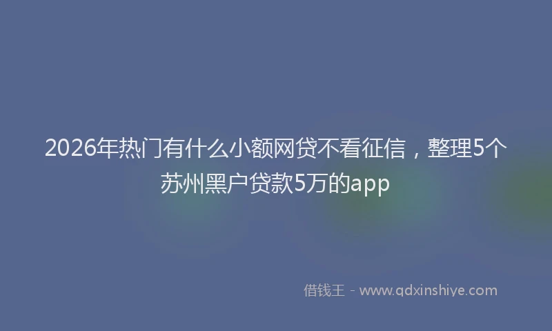 2026年热门有什么小额网贷不看征信，整理5个苏州黑户贷款5万的app