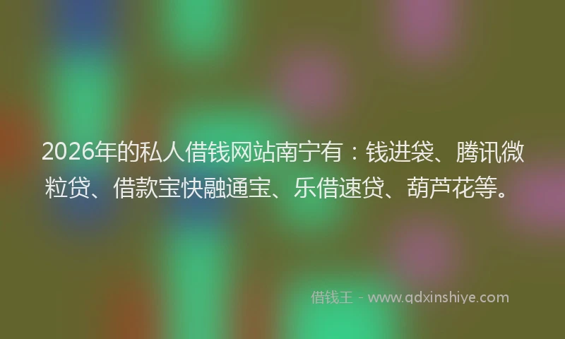 2026年的私人借钱网站南宁有：钱进袋、腾讯微粒贷、借款宝快融通宝、乐借速贷、葫芦花等。