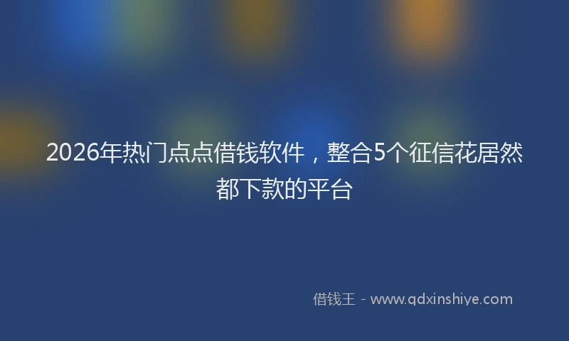 2026年热门点点借钱软件，整合5个征信花居然都下款的平台