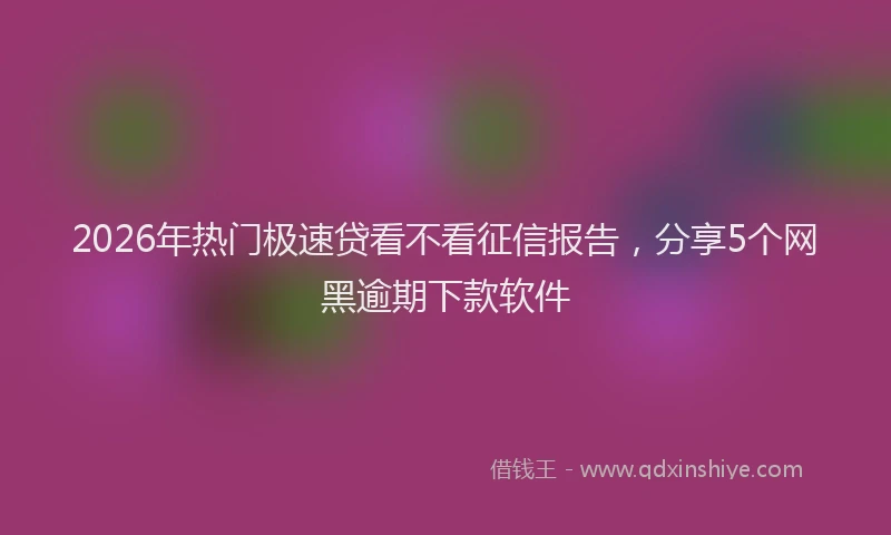 2026年热门极速贷看不看征信报告,分享5个网黑逾期下款软件