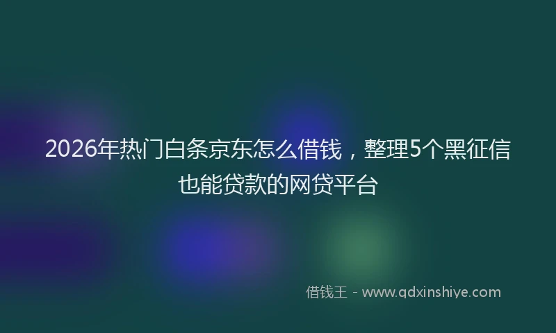 2026年热门白条京东怎么借钱，整理5个黑征信也能贷款的网贷平台