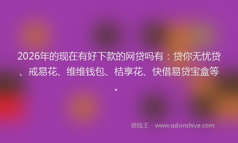 2026年的现在有好下款的网贷吗有：贷你无忧贷、戒易花、维维钱包、桔享花、快借易贷宝盒等。