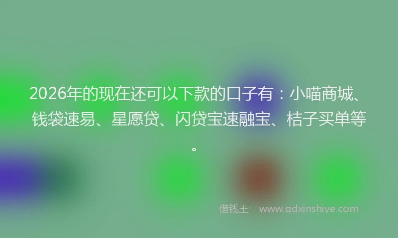 2026年的现在还可以下款的口子有：小喵商城、钱袋速易、星愿贷、闪贷宝速融宝、桔子买单等。