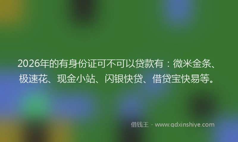 2026年的有身份证可不可以贷款有：微米金条、极速花、现金小站、闪银快贷、借贷宝快易等。