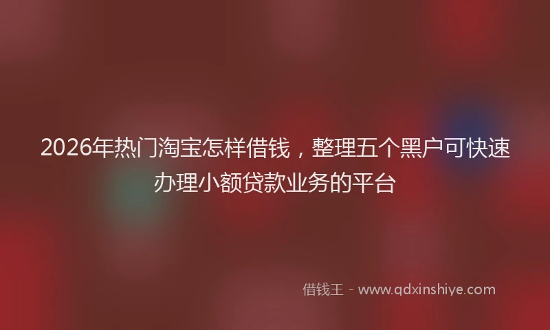 2026年热门淘宝怎样借钱，整理五个黑户可快速办理小额贷款业务的平台