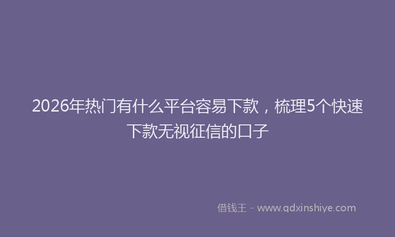 2026年热门有什么平台容易下款，梳理5个快速下款无视征信的口子