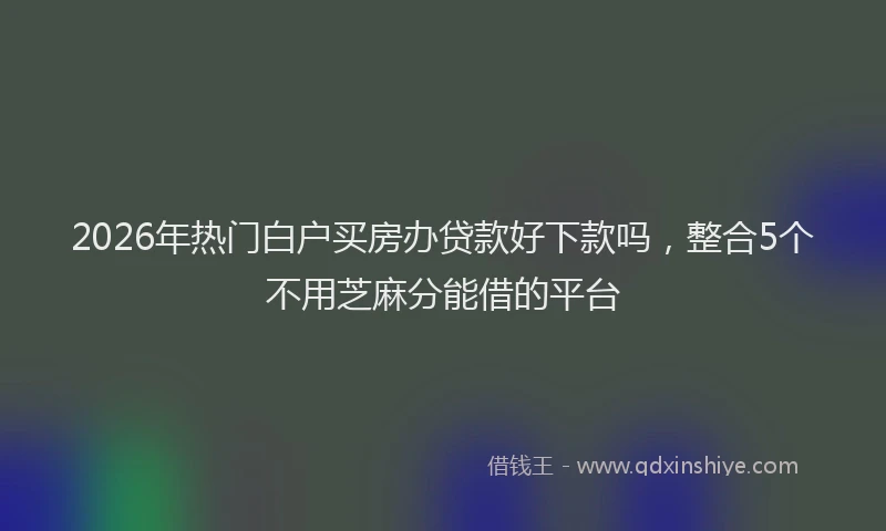 2026年热门白户买房办贷款好下款吗，整合5个不用芝麻分能借的平台